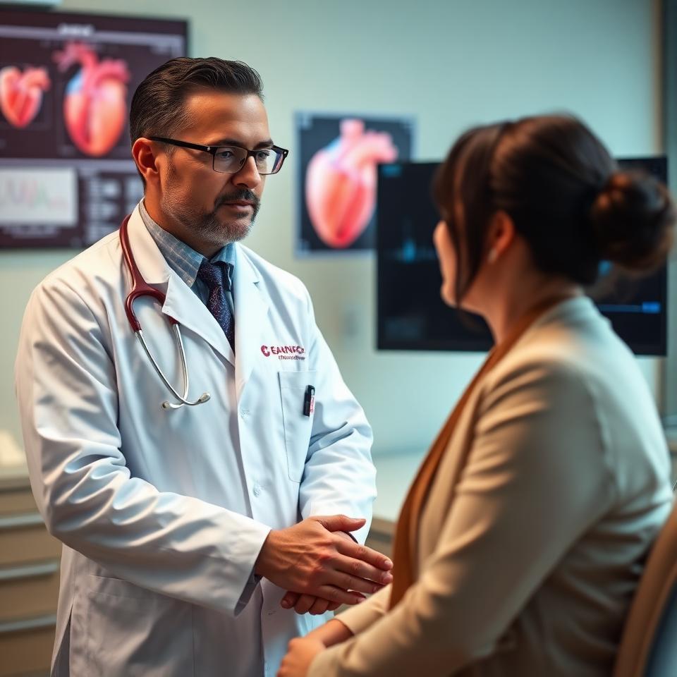 Cardiologist with patient